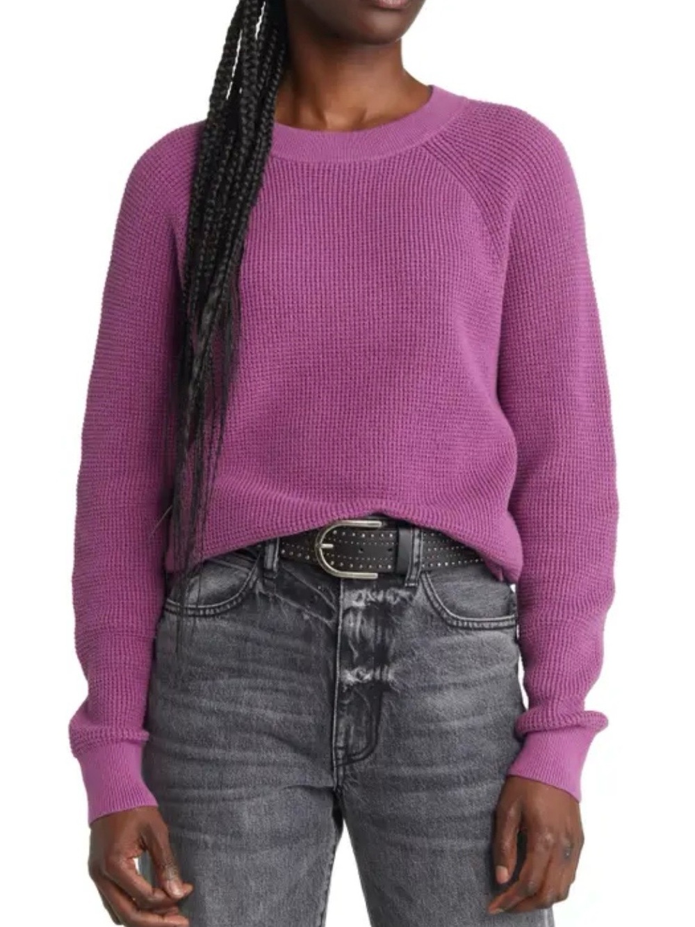 Treasure & Bond Thermal Knit Cotton Sweater in Purple from Nordstrom